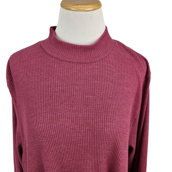 Anthropologie‎ t.la Top Women's 1X Mock Neck Long Sleeve Waffle Knit in Rose - Picture 6 of 12
